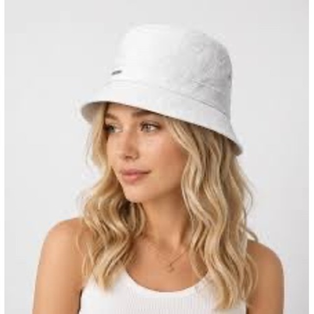 Michael Kors White MK Logo Embossed Bucket Hat Womens OS NWT